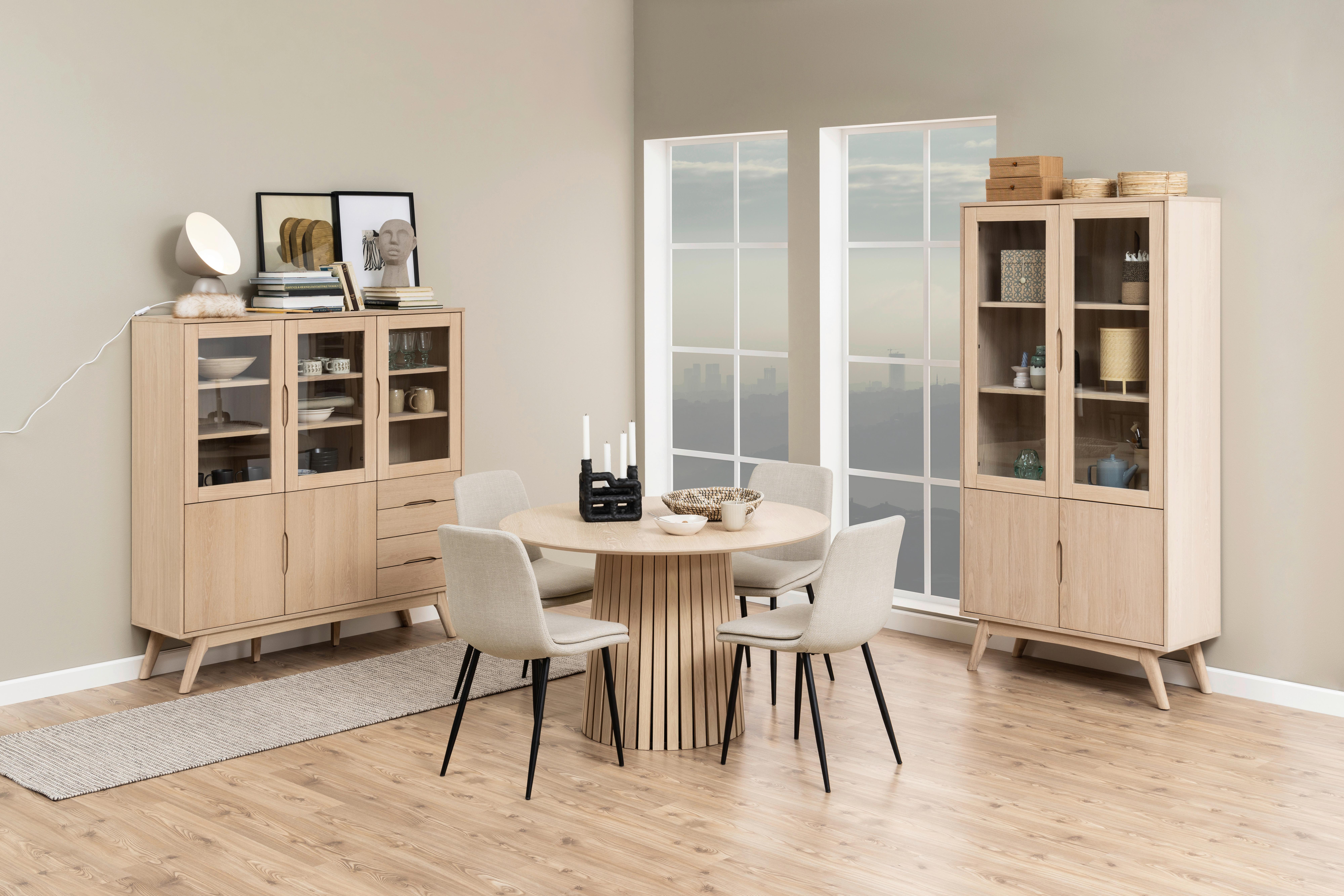 Vitrine Marte - Eichefarben, MODERN, Glas/Holz (140/148/40cm) - MID.YOU