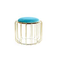 Beistelltisch/Pouf 2 in 1 Comfortable Gold/Türkis - Türkis/Goldfarben, Basics, Glas/Holzwerkstoff (50/45/50cm) - Kayoom