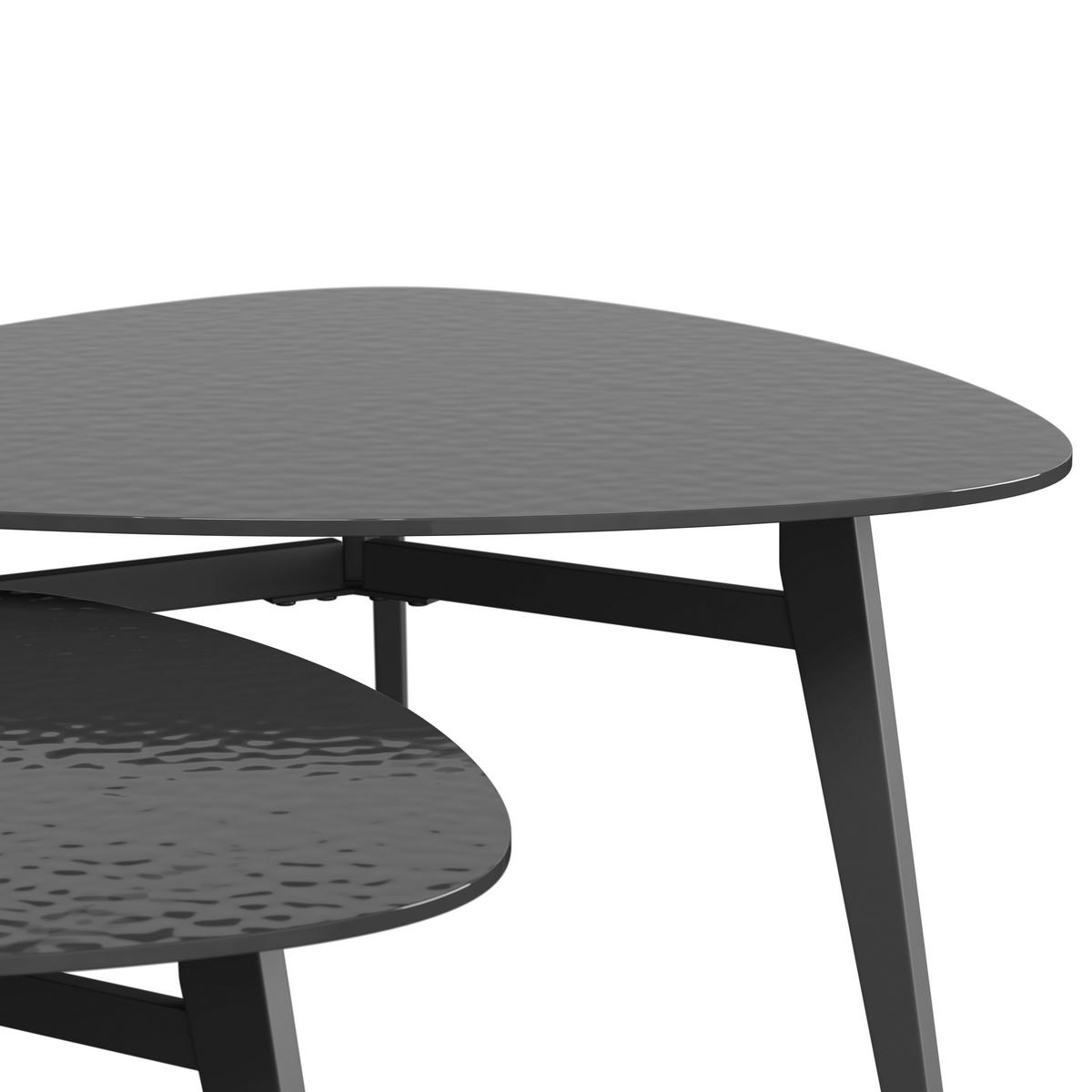 Konferenční stolek Kelaya, P: 80/60cm - černá, Moderní, kov/sklo (80/60/42/36/80/60cm) - Bessagi Home