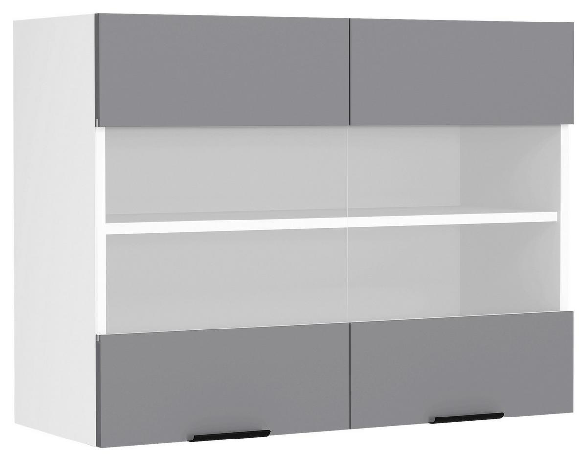 Küchenoberschrank Fasola Anthrazit/Weiß B: 80 cm - Anthrazit/Weiß, Trend, Glas/Holzwerkstoff (80/60/31cm) - MID.YOU