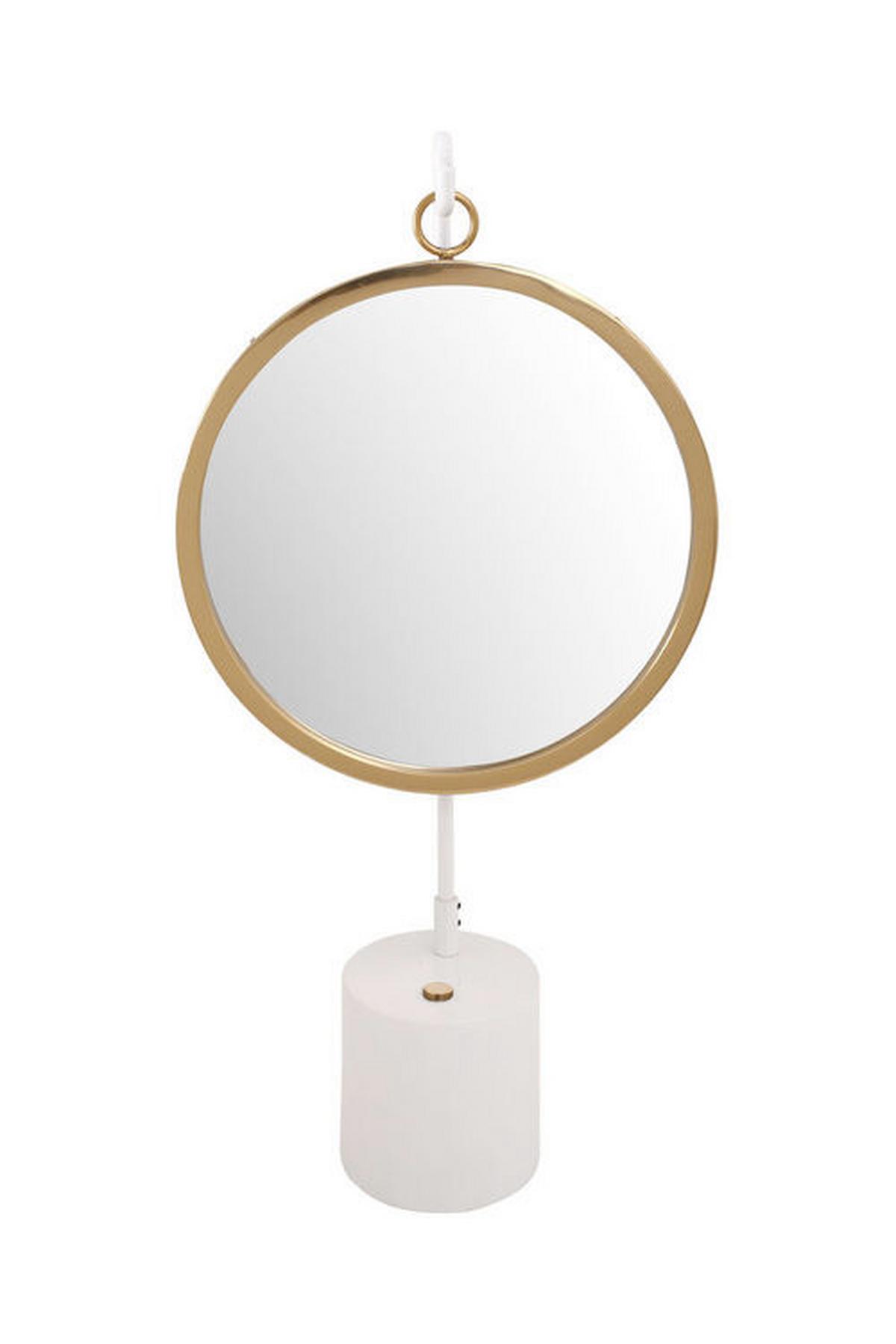 Tischspiegel Eleganca 65 Cm Metallrahmen Weiß/goldfarben - Goldfarben/Weiß, LIFESTYLE, Glas/Metall (30/65/13cm) - Kayoom
