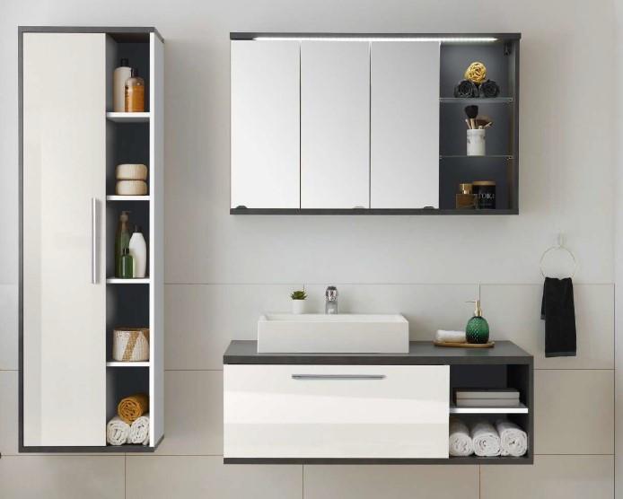 ZRCADLOVÁ SKŘÍŇKA NATHAN -EXKLUSIV- - barvy stříbra/antracitová, Moderní, kompozitní dřevo/plast (110/70/21cm) - Mömax