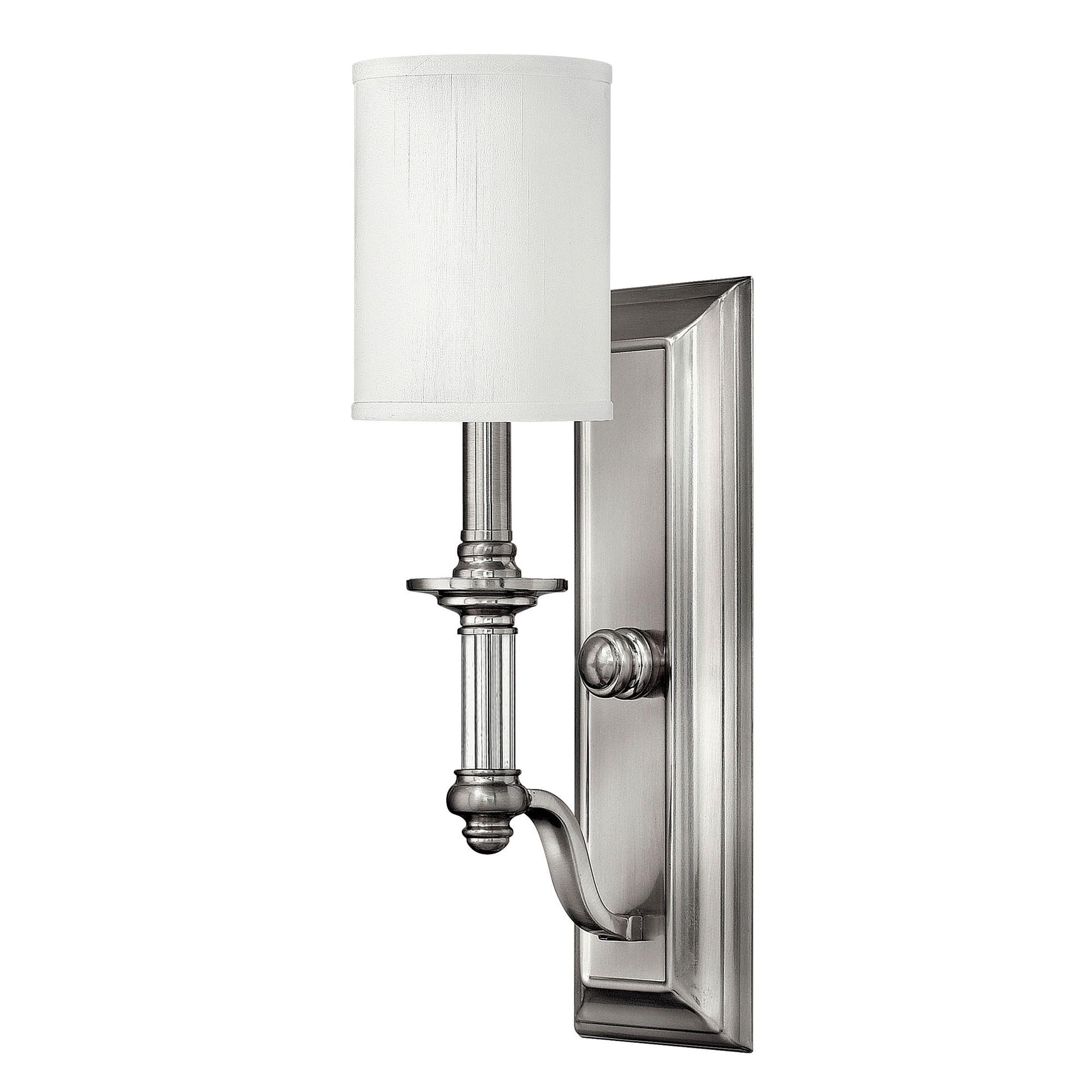 Wandleuchte Sussex 1-Flammig Leinenschirm - Nickelfarben, Natur, Glas/Textil (11,4/17,1/45,1cm) - Elstead Lighting