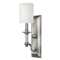 Wandleuchte Sussex 1-Flammig Leinenschirm - Nickelfarben, Natur, Glas/Textil (11,4/17,1/45,1cm) - Elstead Lighting