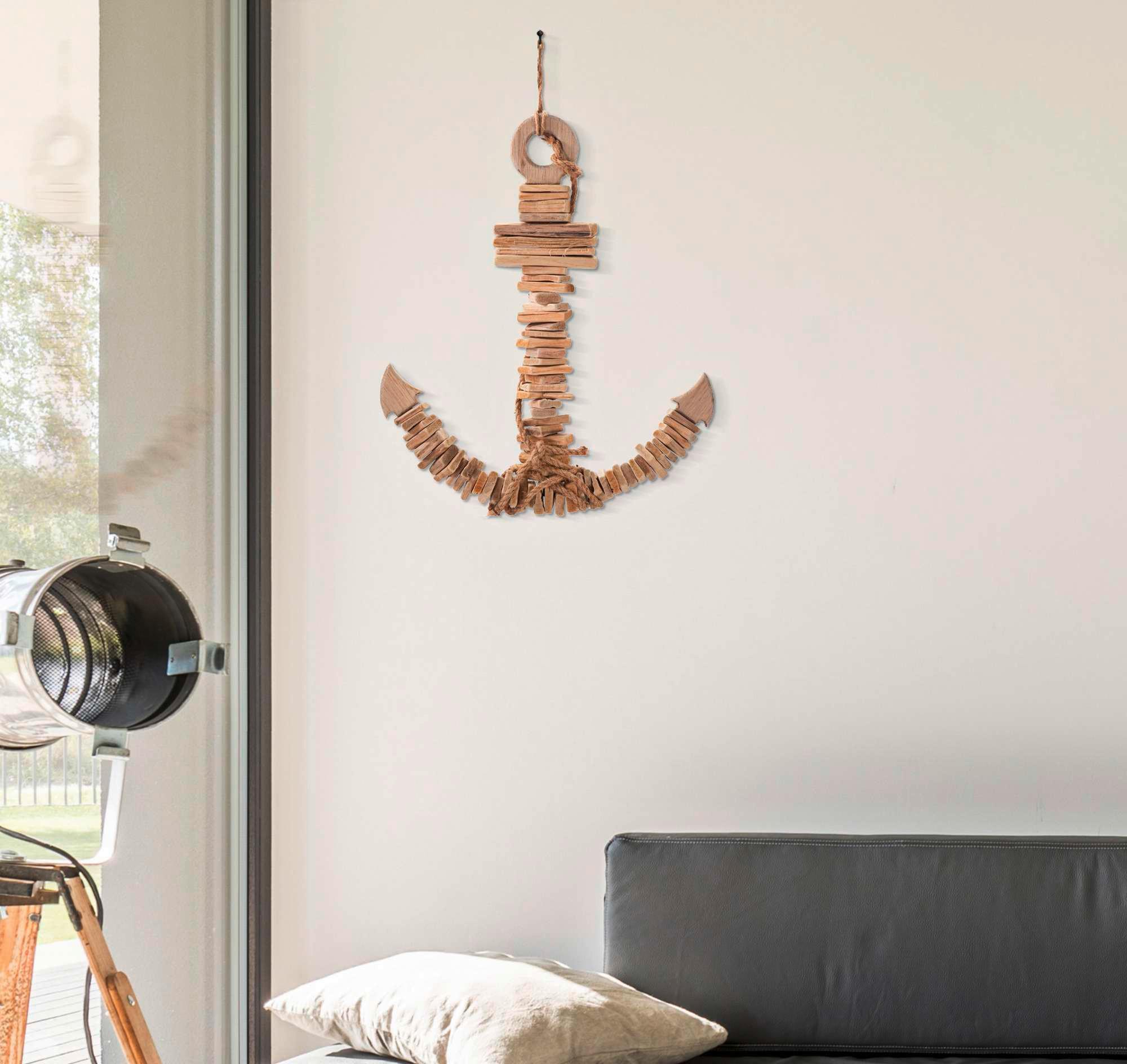 Wanddeko Anchor Naturfarben B: 39 cm - Naturfarben, Basics, Holz (39/46/7cm)