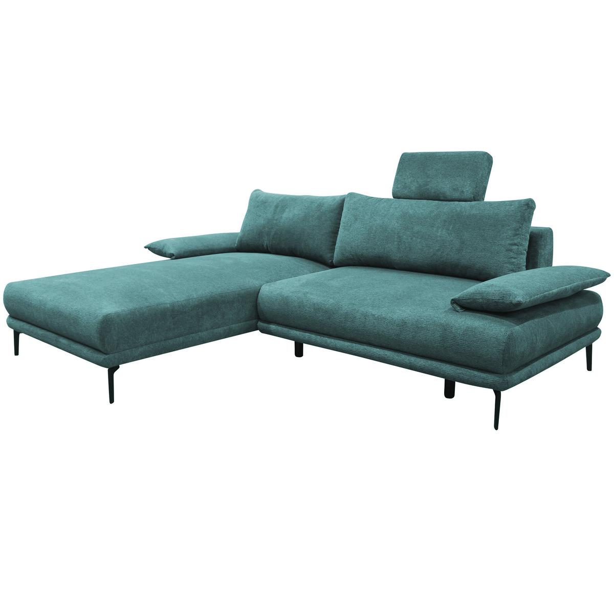 Ecksofa Mit Bettkasten Lagacy 192x260 Cm Webstoff Mintgrün - Schwarz/Mintgrün, Design, Textil (192/260cm) - MID.YOU