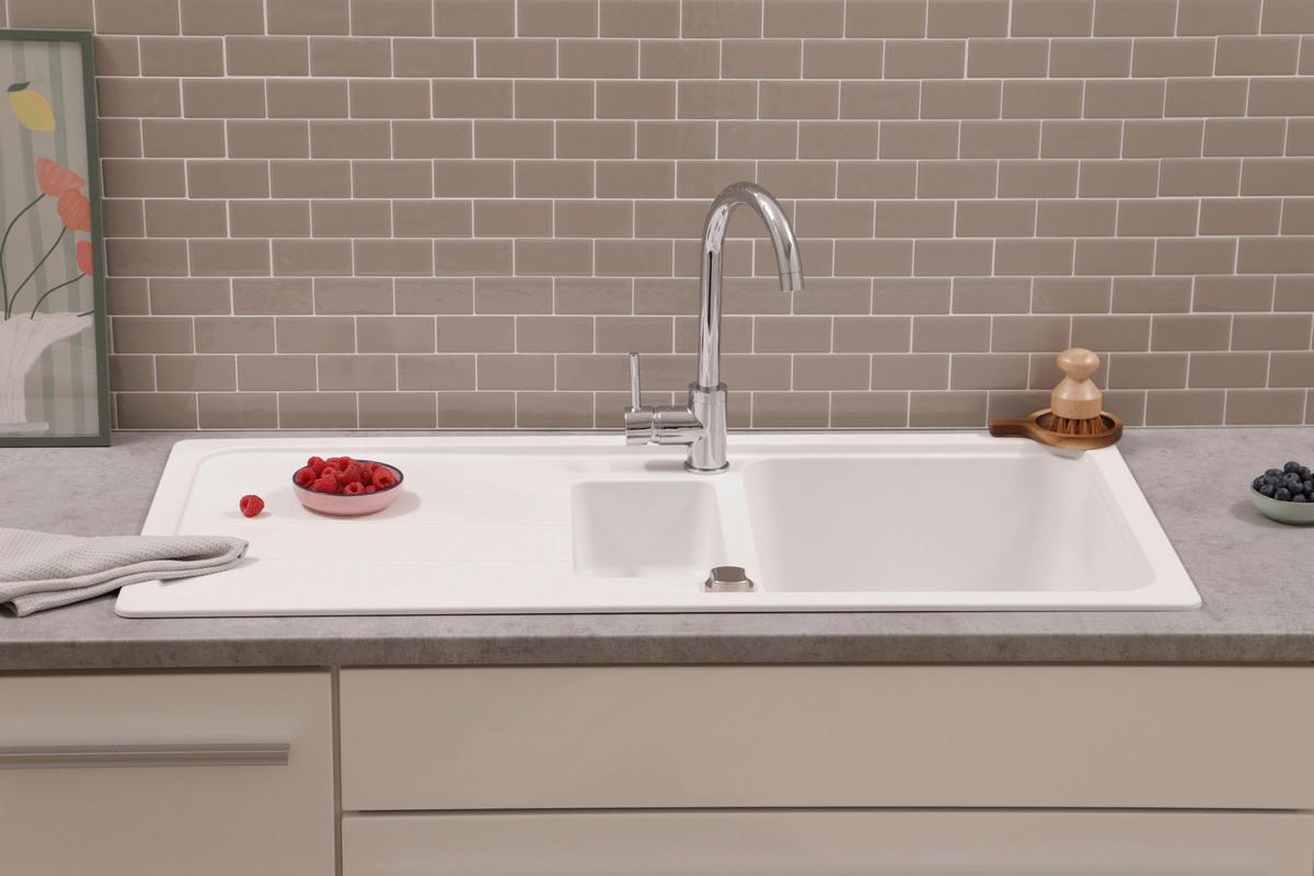 Spüle Austin Weiß B: 100 cm - Weiß, Design, Stein (100/20/50cm) - Respekta