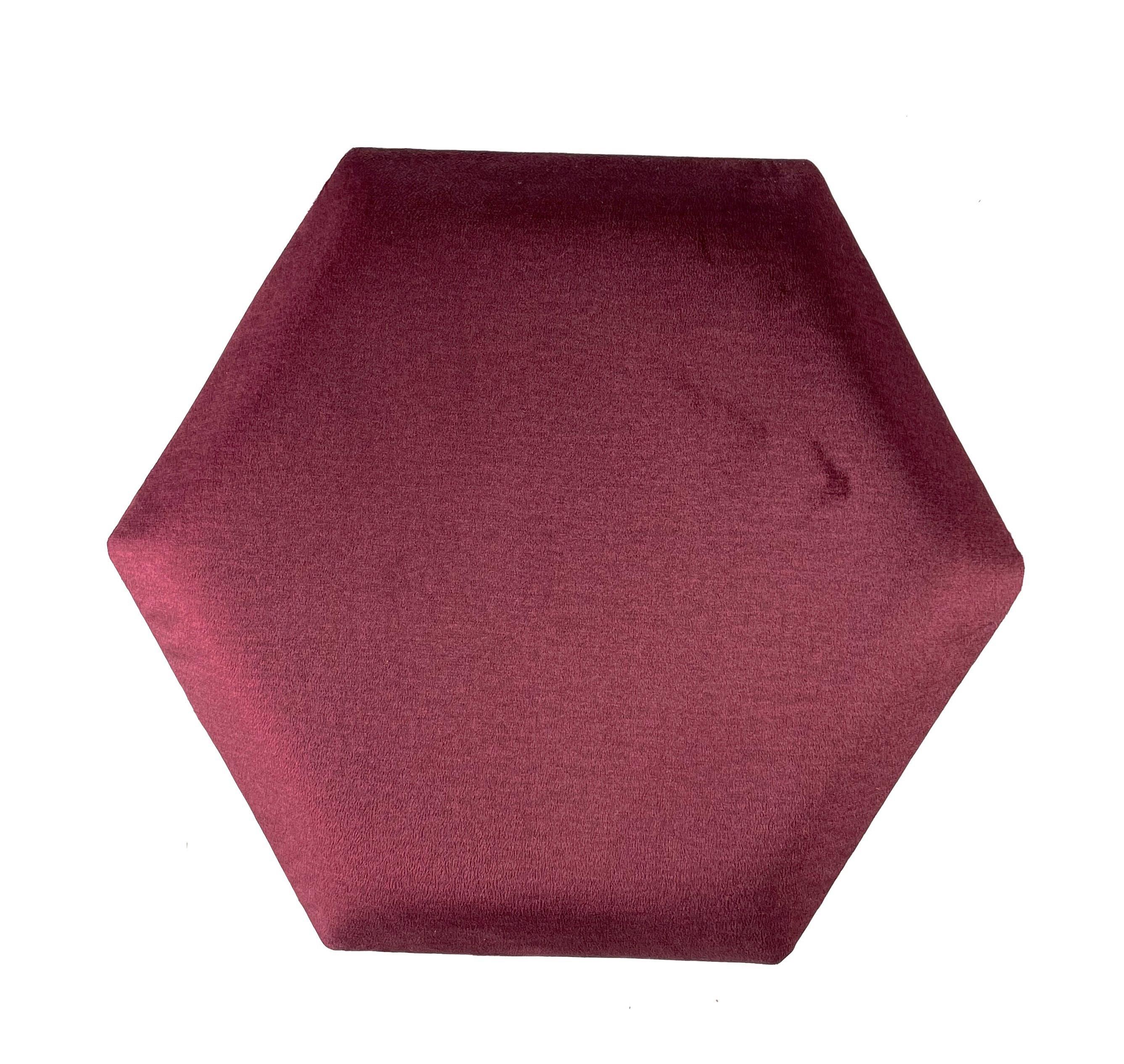 čalúnený panel 2ks, 36x32cm hexagon, bordová - bordová, Basics, textil (36/32/4cm) - MID.YOU
