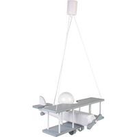 Kinderhängeleuchte Flugzeug H: 75 cm 1-Flammig - Weiß/Grau, KONVENTIONELL, Holz (42/45/75cm)