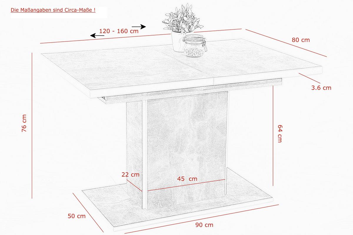 ESSTISCH ALICE II T - Schwarz/Weiß, MODERN, Holzwerkstoff (80/120-160/76cm) - P & B