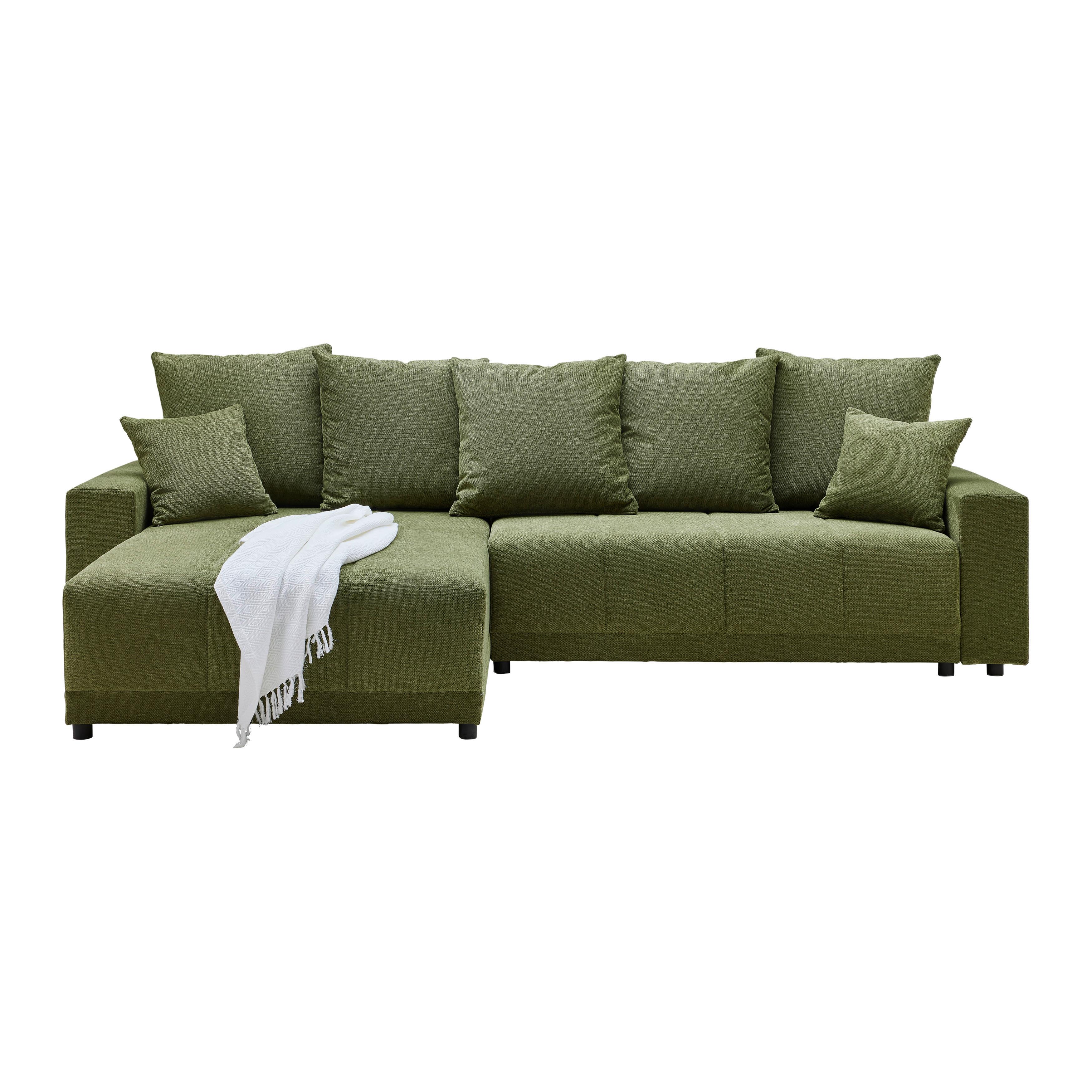 Rohová sedačka ALATRI, obojstranná,zelená,s vankúšmi - čierna/zelená, Modern, textil/plast (289/176cm) - Based