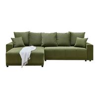 Rohová sedačka ALATRI, oboustranná,zelená,s polštáři - černá/zelená, Moderní, textil/plast (289/176cm) - Based