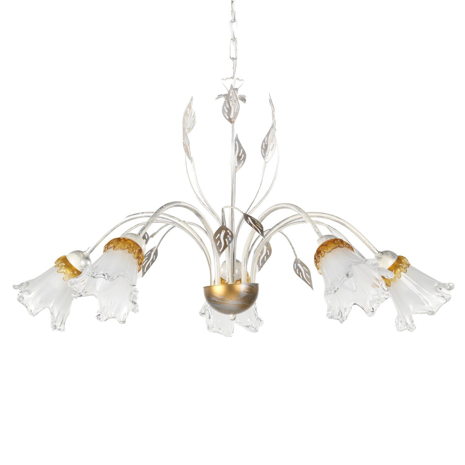 Kronleuchter 4998/5 - Weiß, KONVENTIONELL, Glas/Metall (80/105cm)