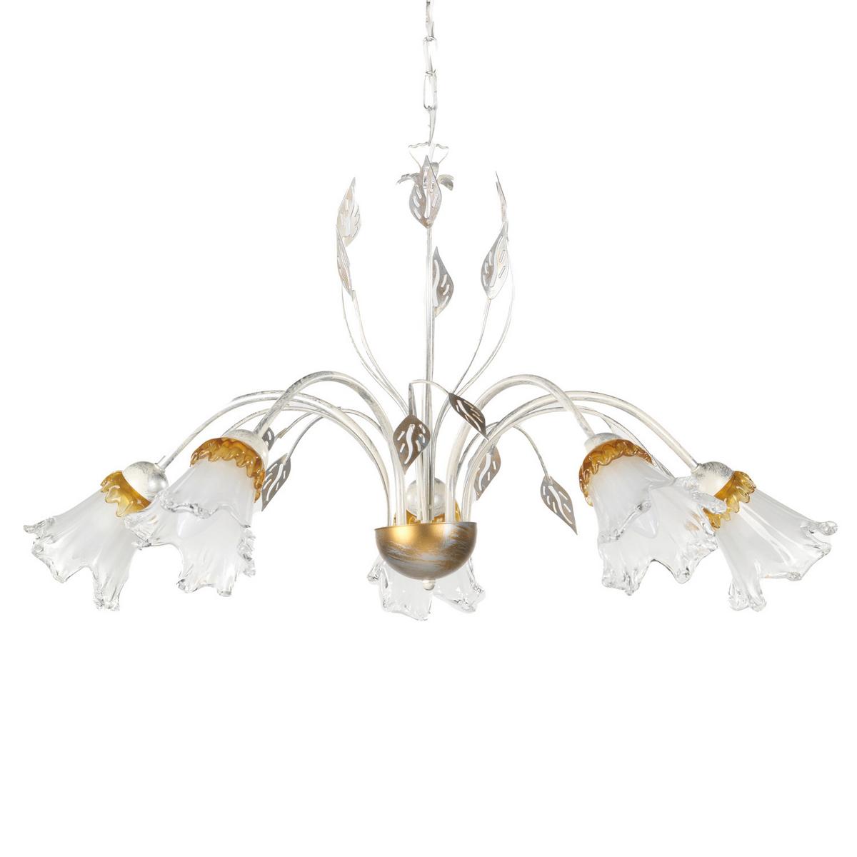 Kronleuchter 4998/5 - Weiß, KONVENTIONELL, Glas/Metall (80/105cm)