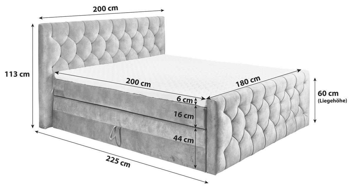 Boxspringbett mit Topper 180x200 cm Cashfield - Aubergine/Schwarz, MODERN, Holzwerkstoff/Textil (180/200cm) - MID.YOU