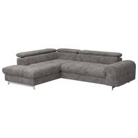 Ecksofa Mit Schlaffunktion Cloud Graubraun 206x257 Cm - Chromfarben/Graubraun, KONVENTIONELL, Textil (206/257cm) - Livetastic
