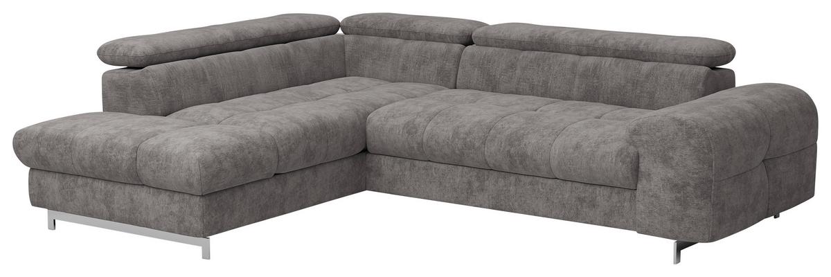 Ecksofa Mit Schlaffunktion Cloud Graubraun 206x257 Cm - Chromfarben/Graubraun, KONVENTIONELL, Textil (206/257cm) - Livetastic