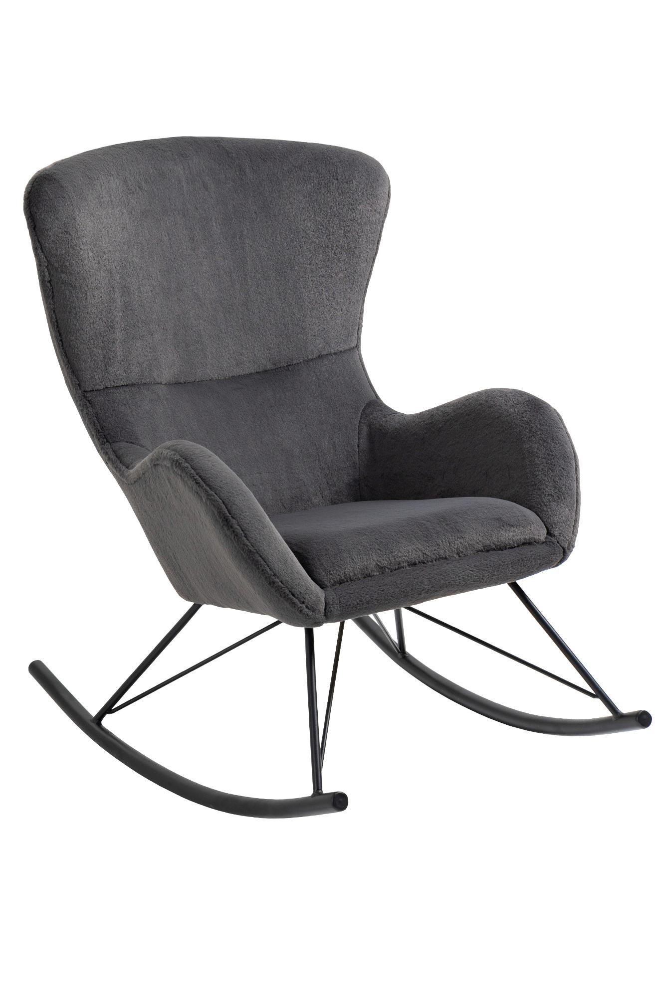 Schaukelstuhl Schwarz, Dunkelgrau B: 70 Cm - Dunkelgrau/Schwarz, MODERN, Textil (70/102/94cm) - Livetastic