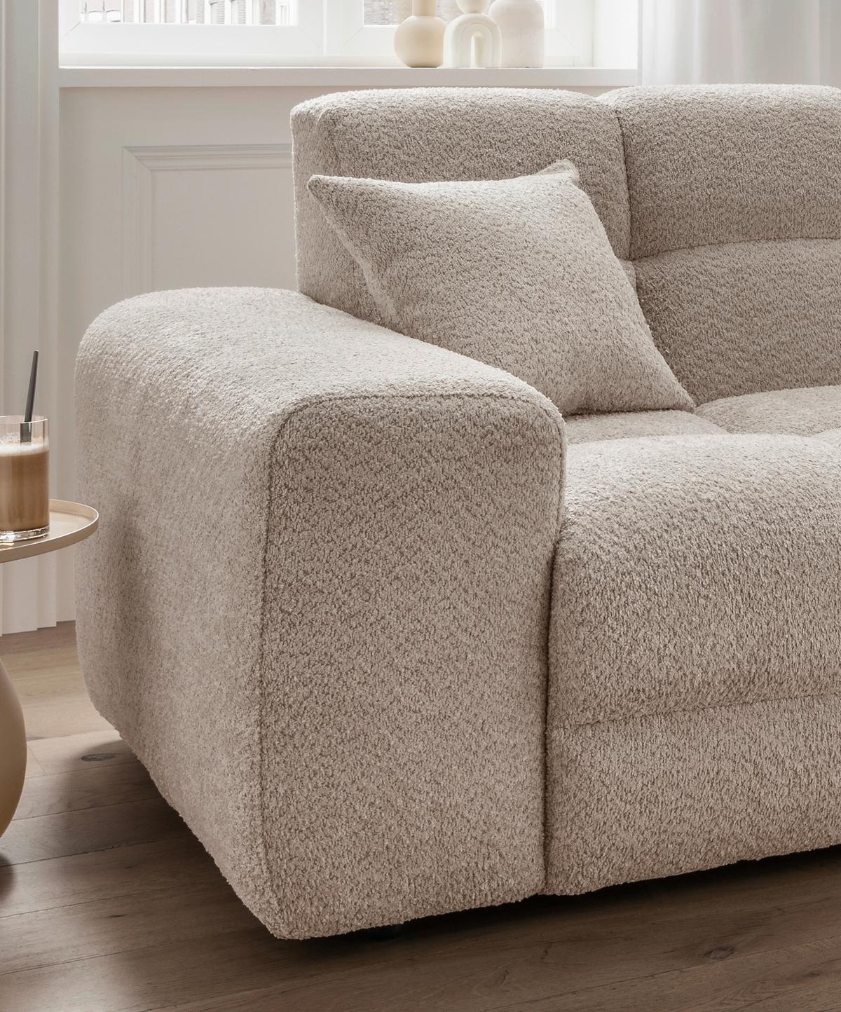 Ecksofa Bosco, Beige S: 301x152 cm - Beige/Schwarz, MODERN, Textil (301/152cm) - Livetastic