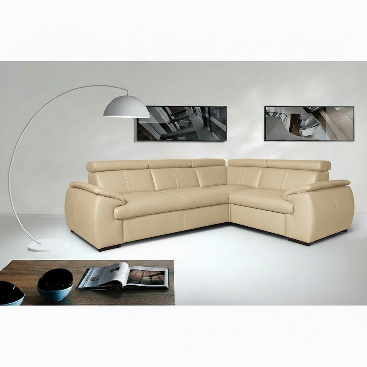 Ecksofa City Beige B: 265x193 Cm - Wengefarben/Beige, Design, Leder (265/193cm) - Livetastic