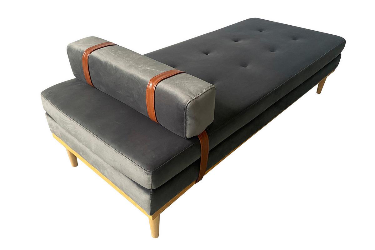 Chaiselongue Daybed Samt Grau B: 180 Cm - Naturfarben/Grau, MODERN, Textil (180/42/75cm) - Livetastic