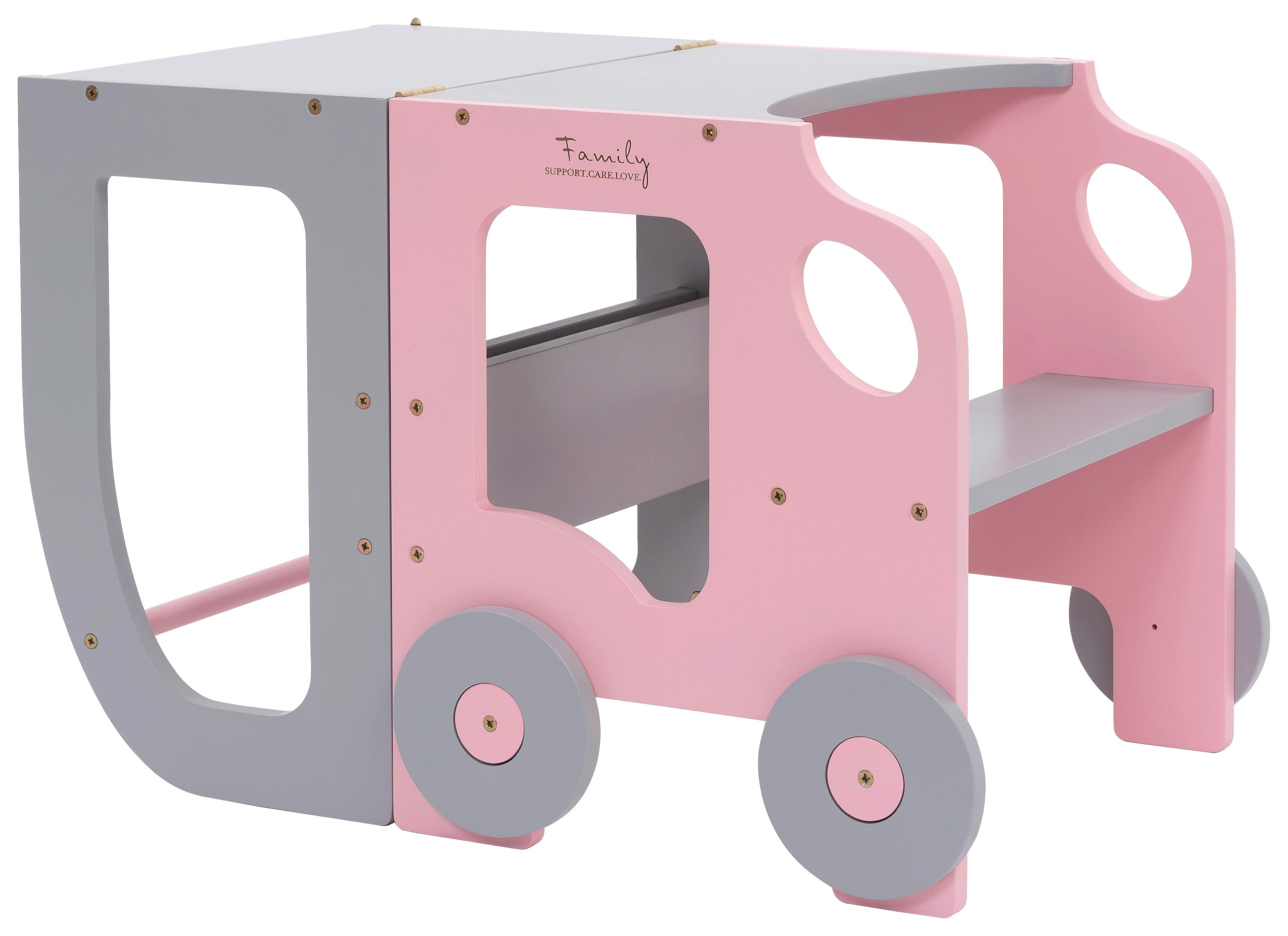 Hochstuhl Car Step Stool Aus Holz Grau/pink - Pink/Grau, Basics, Holz (38/90/40cm)