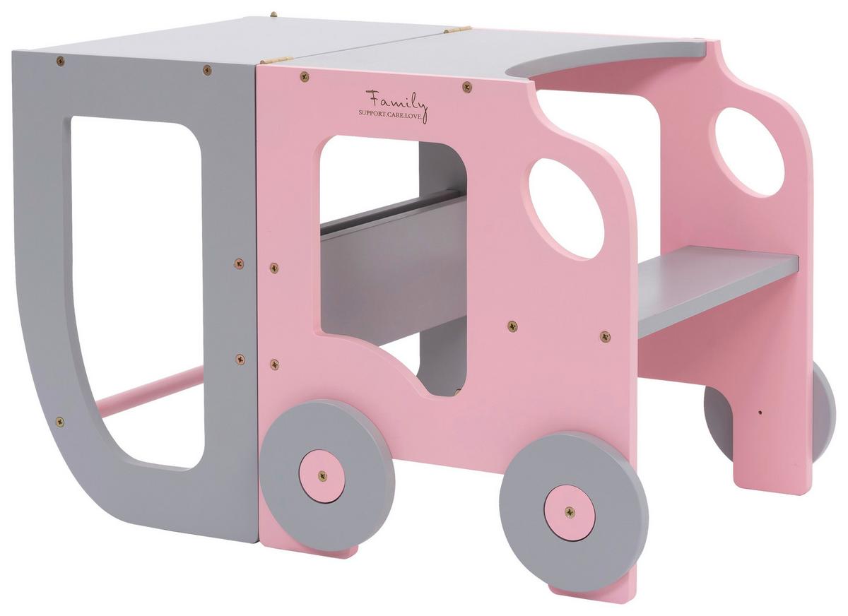 Hochstuhl Car Step Stool Aus Holz Grau/pink - Pink/Grau, Basics, Holz (38/90/40cm)