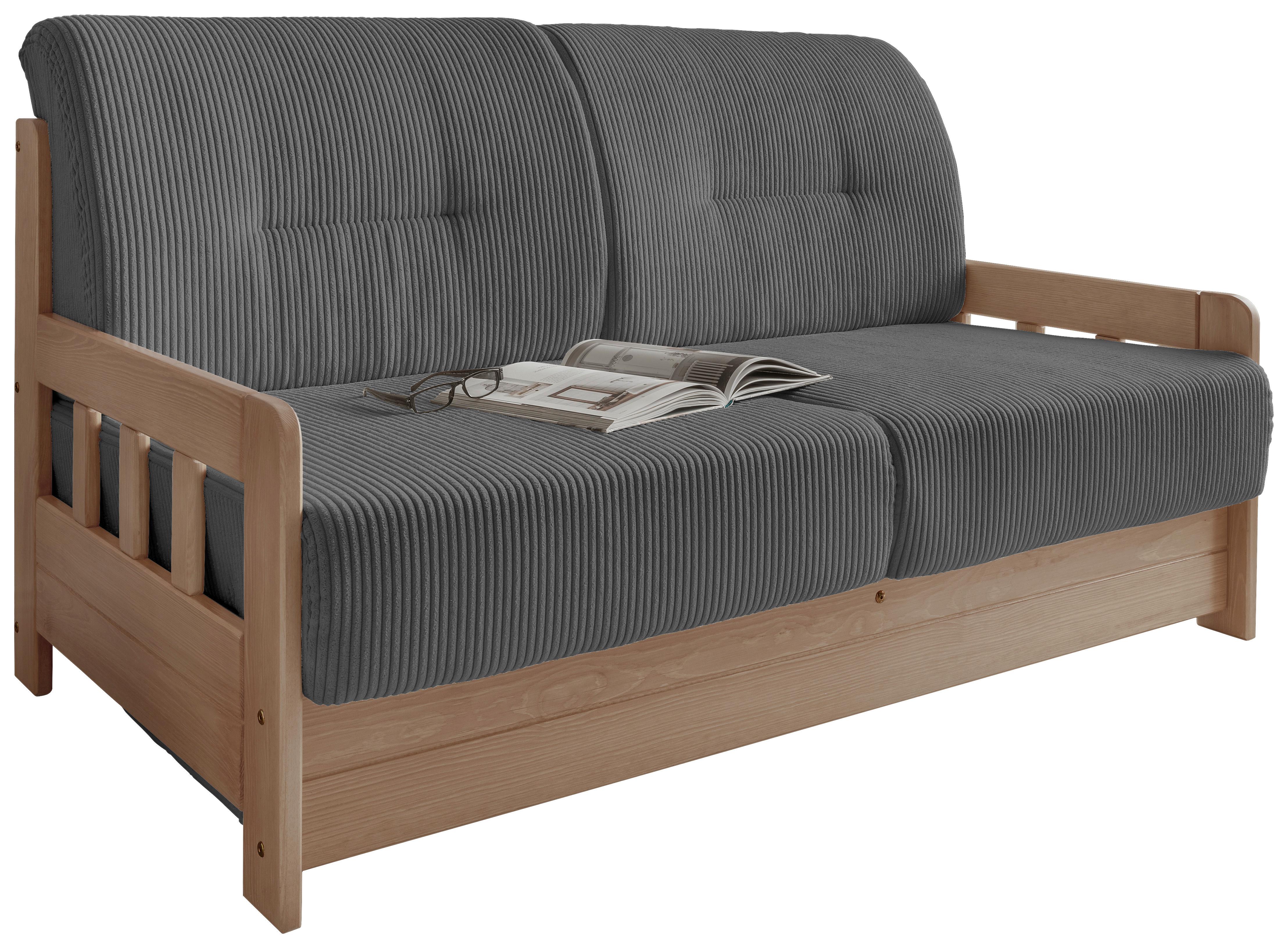 Schlafsofa Camino Naturfarben/Grau B: 154 cm - Naturfarben/Grau, MODERN, Holz/Textil (154/88/90cm) - Livetastic