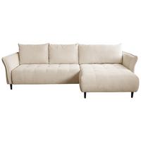 Ecksofa mit Schlaffunktion & Bettkasten Monte Carlo Creme - Creme/Schwarz, Trend, Textil (290/160cm)