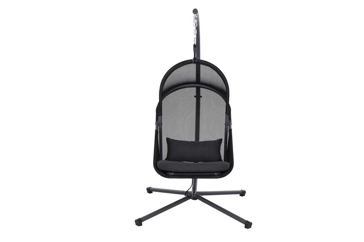 Hängesessel mit Gestell Mit Sitz- und Rückenkissen - Anthrazit/Schwarz, KONVENTIONELL, Kunststoff/Textil (123/195/106cm) - Siena Garden