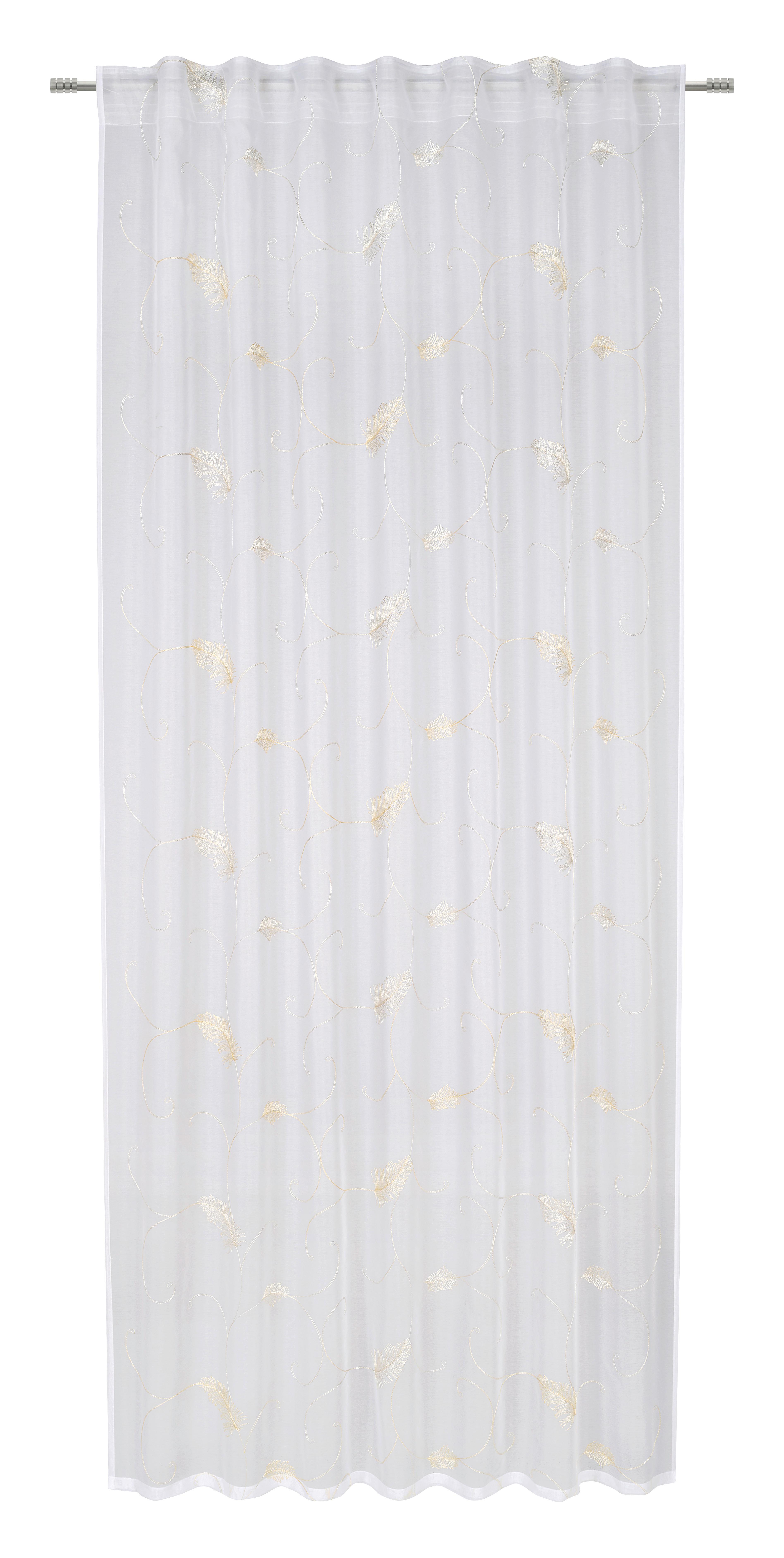 Vorhang mit Band Jelena 140x245 cm Weiß/Goldfarben - Gelb/Goldfarben, ROMANTIK / LANDHAUS, Textil (140/245cm) - James Wood