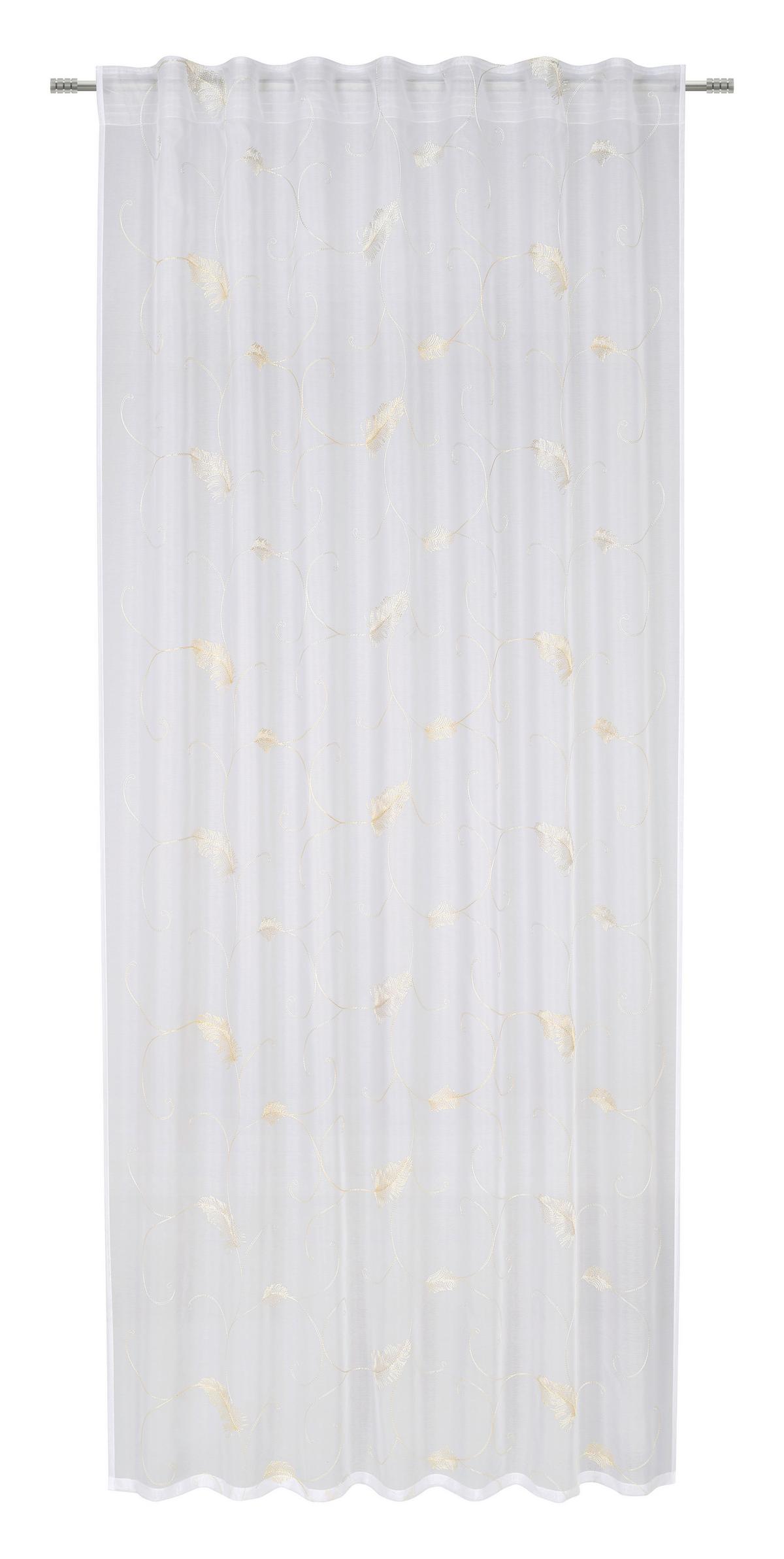 Vorhang mit Band Jelena 140x245 cm Weiß/Goldfarben - Gelb/Goldfarben, ROMANTIK / LANDHAUS, Textil (140/245cm) - James Wood