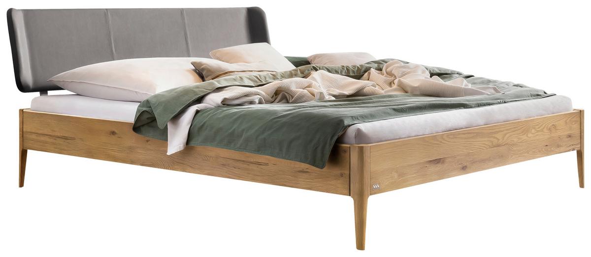 Bett Varese Wildeiche Lf: 140x200 Cm - Wildeiche/Dunkelgrau, MODERN, Holz/Textil (140/200cm) - Hasena
