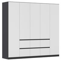 Drehtürenschrank Mainz Grau/Weiß B: 226 cm - Weiß/Grau, Basics, Holzwerkstoff (226/210/54cm) - Rauch Möbel