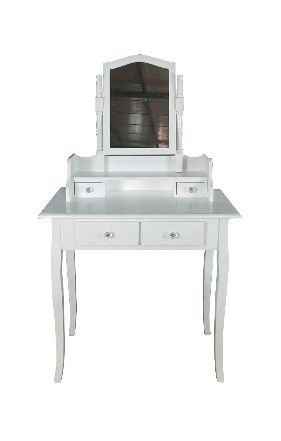 Schminktisch Vanessa 2 Weiß B: 80 Cm + Spiegel - Weiß, MODERN, Glas/Holz (80/142/40cm)