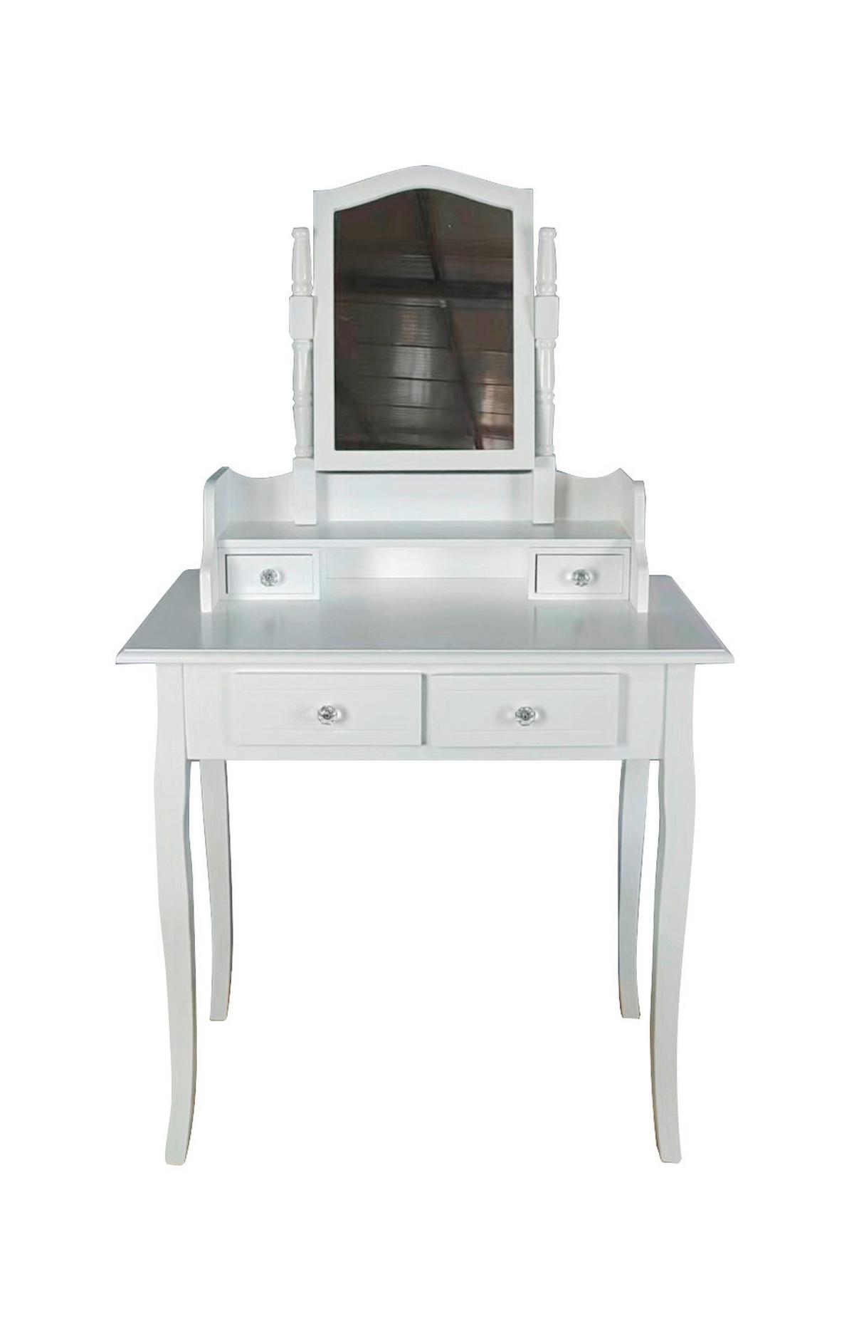 Schminktisch Vanessa 2 Weiß B: 80 cm + Spiegel - Weiß, MODERN, Glas/Holz (80/142/40cm)