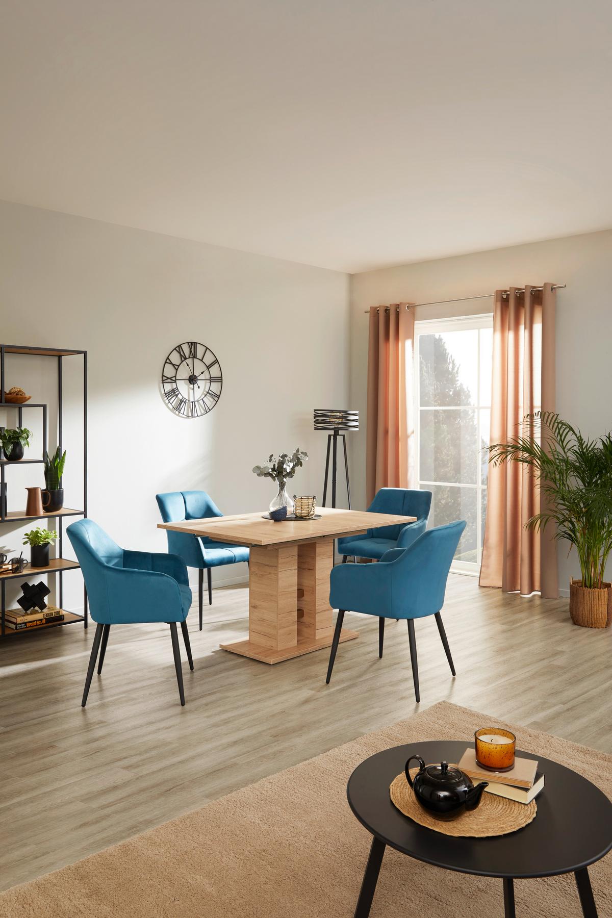 Esstisch Ausziehbar Helena 140-220x90 Cm Eiche Dekor - Eichefarben, KONVENTIONELL, Holzwerkstoff (140-220/76/90cm)