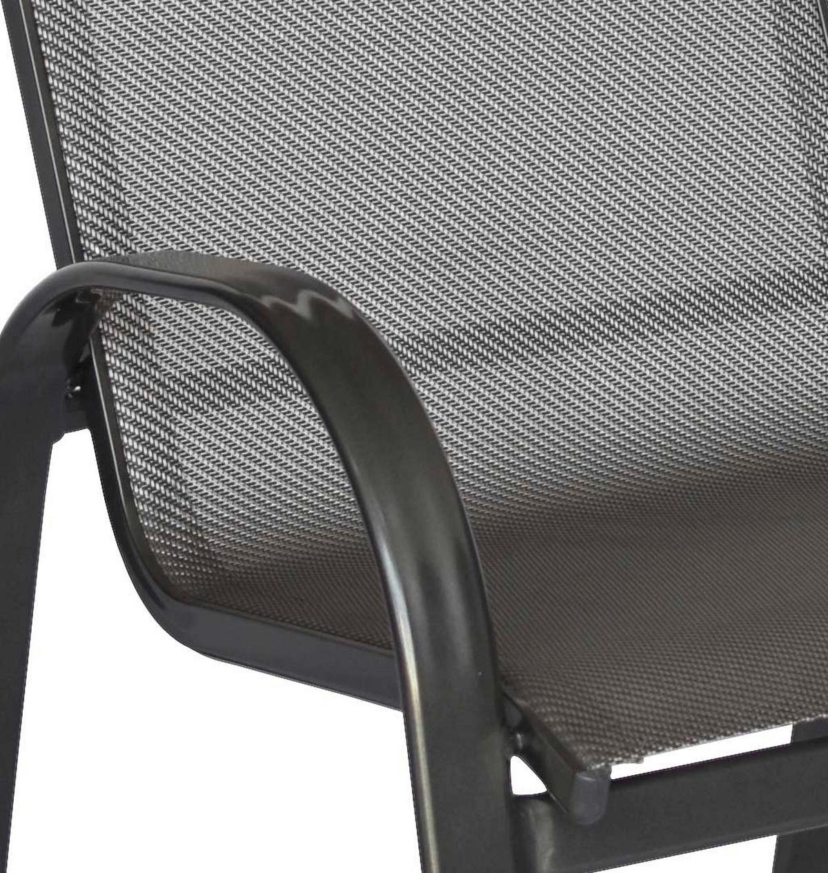 Gartensessel Stapelbar 2er Set Amalfi Metall/Textil - Graphitfarben/Grau, KONVENTIONELL, Textil/Metall (56/97/76cm) - Gardenson