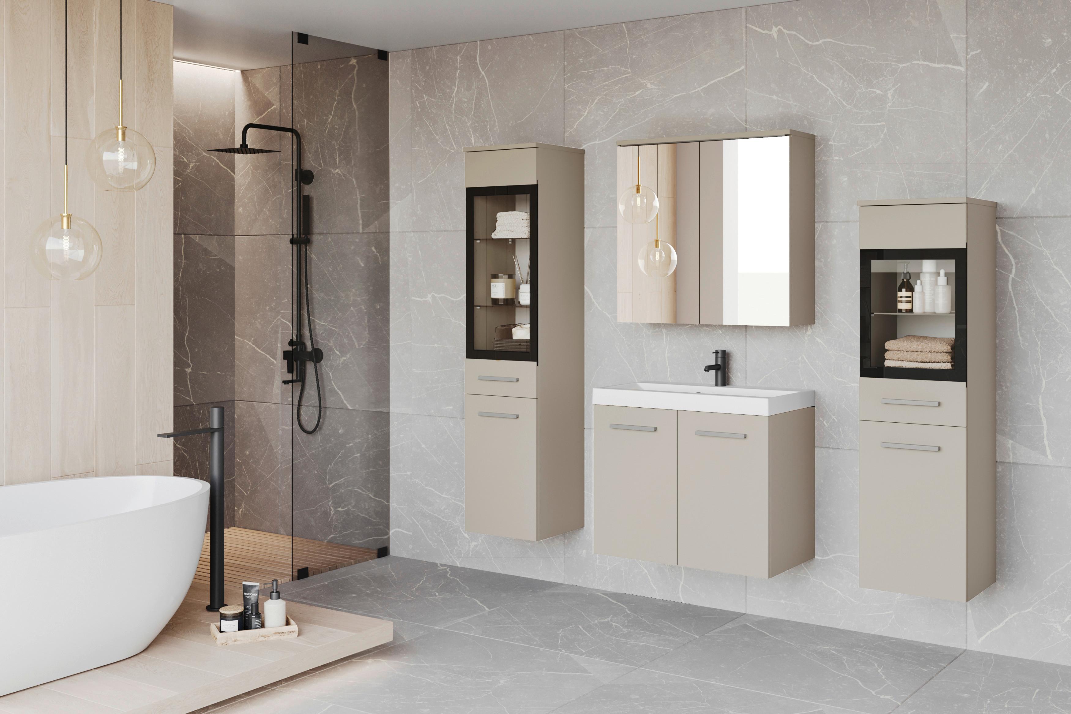 Badezimmer Madrit Ii 5-teilig Kaschmir/beige B: 120,4 Cm - Kaschmir/Beige, LIFESTYLE, Glas/Keramik (120,4/131,5/30,2cm) - P & B
