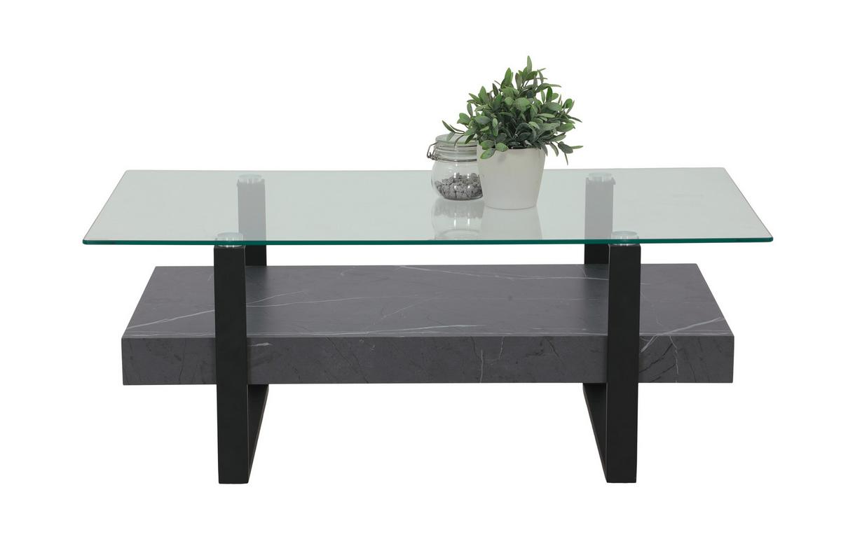 Couchtisch Konrad Grau L: 110 cm - Schwarz/Grau, Design, Glas/Holzwerkstoff (110/60/43cm) - Livetastic