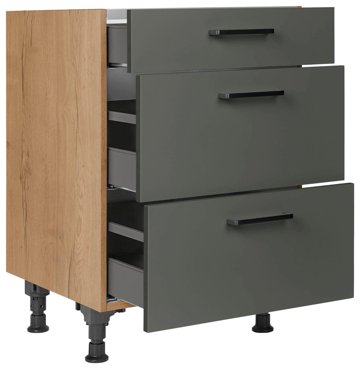 Kochfeldumbauschrank Easytouch - Eichefarben/Grün, MODERN, Holzwerkstoff (60,0/87,0/56,0cm) - Nobilia