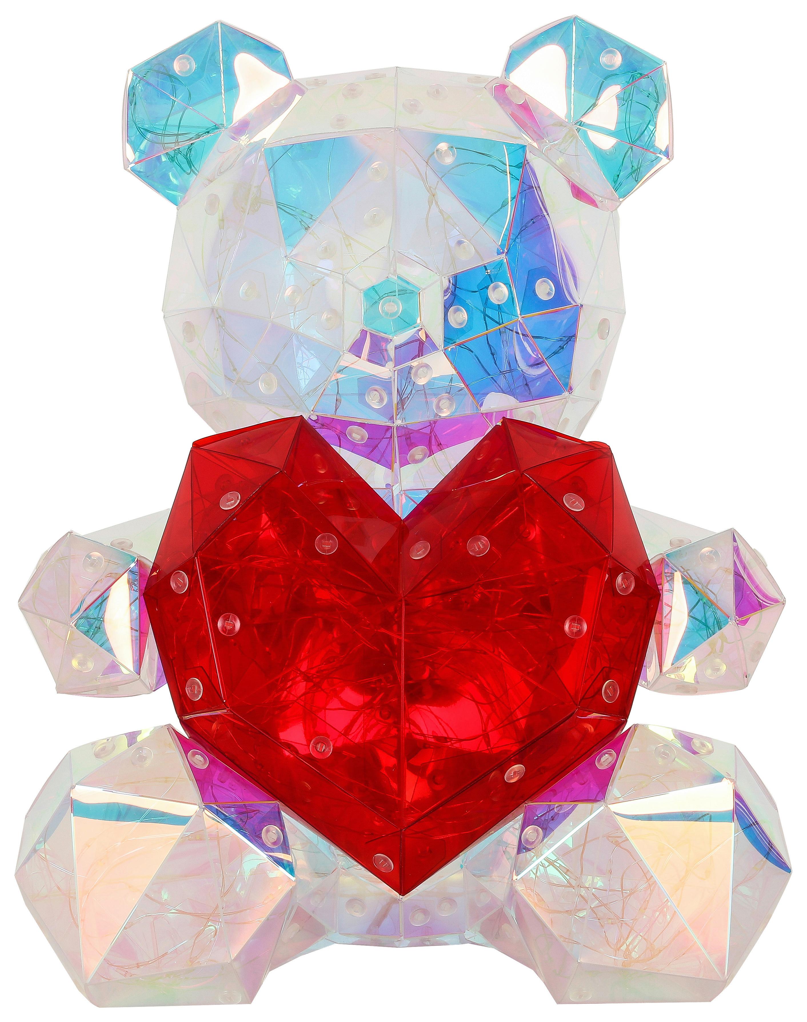 Led Díszlámpa Teddy - piros/áttetsző, Modern, műanyag (23/19/30cm) - BUNINO