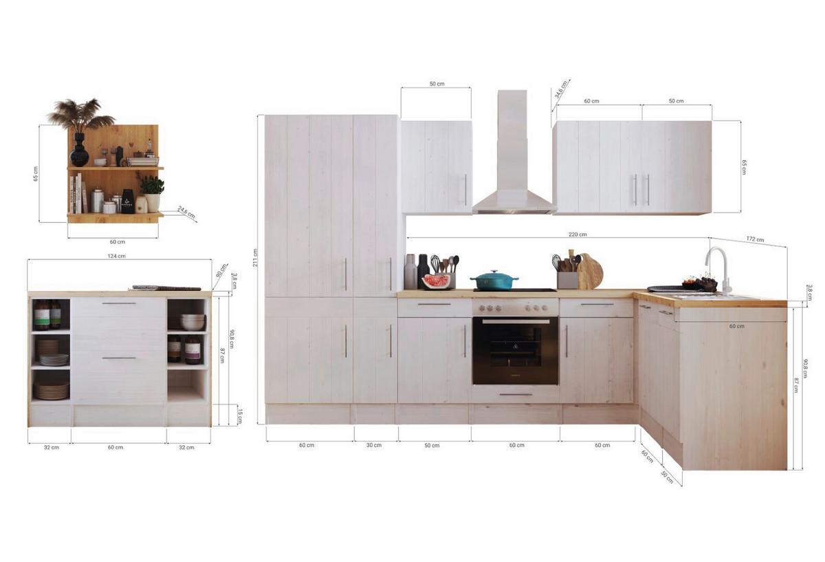 Eckküche Anton Winkelküche 310 Cm - Wildeiche/Lärchefarben, LIFESTYLE, Holzwerkstoff (310/172cm) - Respekta