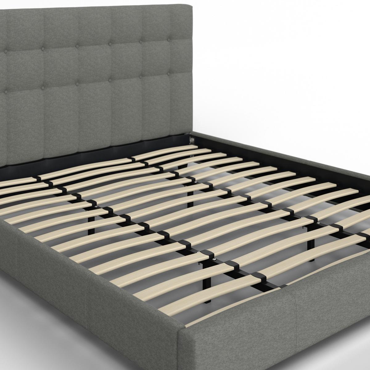 Čalouněná postel FREDERICO 180x200, světle šedá - černá/světle šedá, Moderní, kov/dřevo (180/200cm) - Bessagi Home