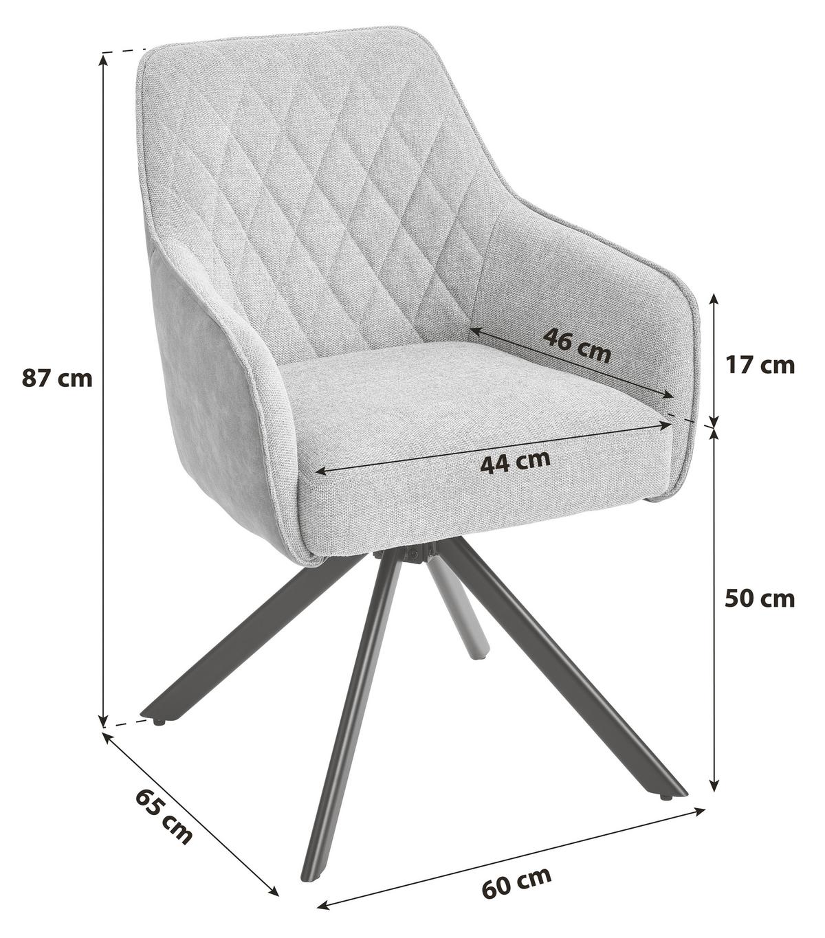 Armlehnstuhl Julie grau gepolstert - Schwarz/Grau, KONVENTIONELL, Holz/Textil (57/84/63cm) - Livetastic