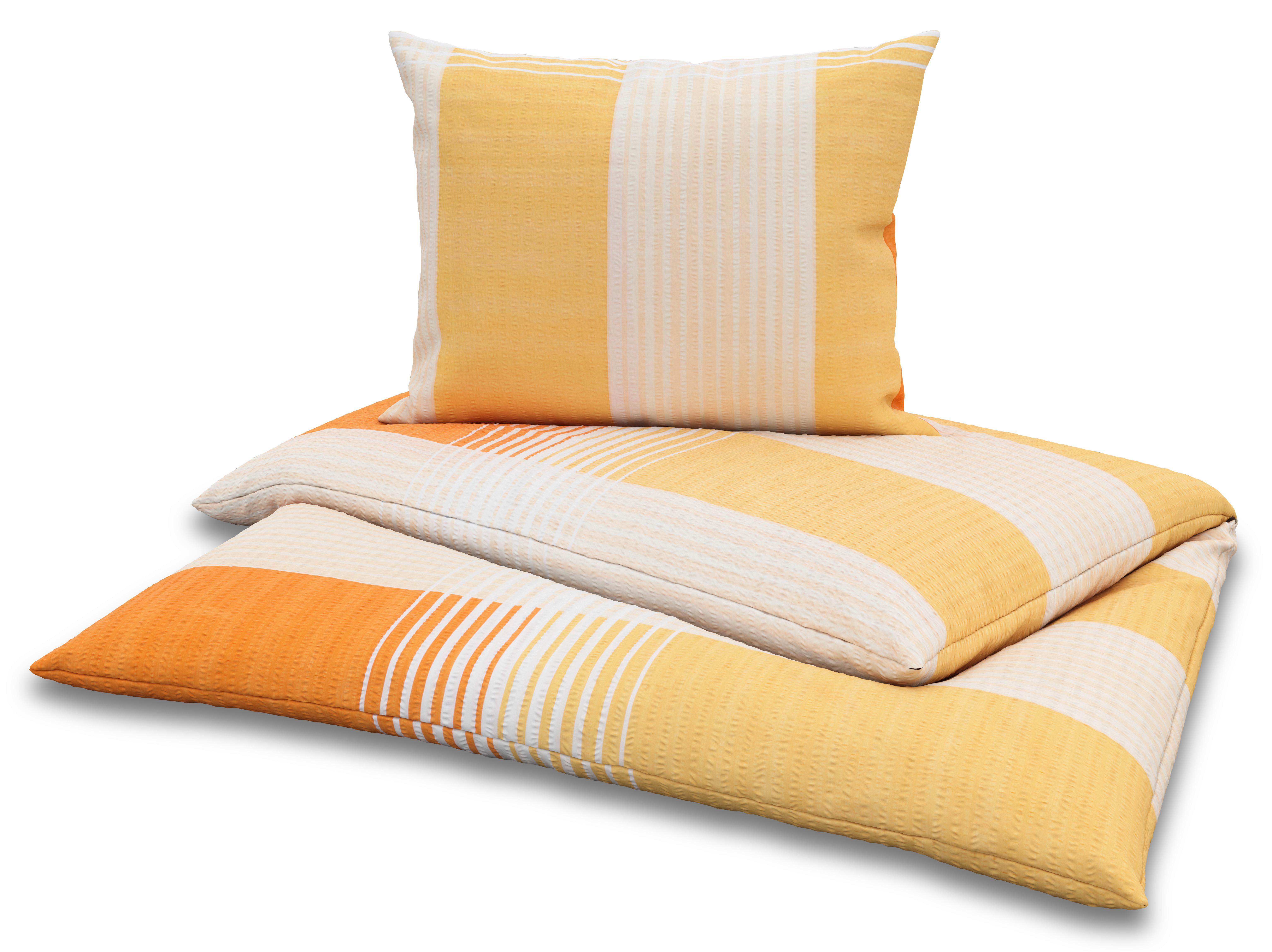 Seersucker Bettwäsche 140x200 Cm Enja Baumwolle Rot/orange - Rot/Orange, MODERN, Textil (140/200cm) - Luca Bessoni