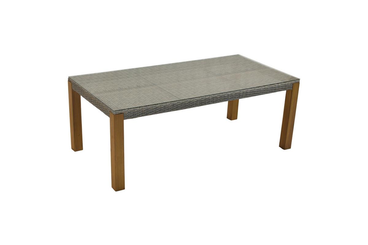 Gartentischgruppe 7tlg. Set Inkl. Kissen - Beige/Beigebraun, KONVENTIONELL, Glas/Holz - Gardenson