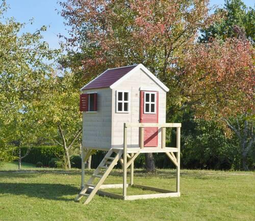 Spielhaus Storch Naturfarben/rot, B: 197 Cm - Rot/Naturfarben, KONVENTIONELL, Holz (197/242/167cm)