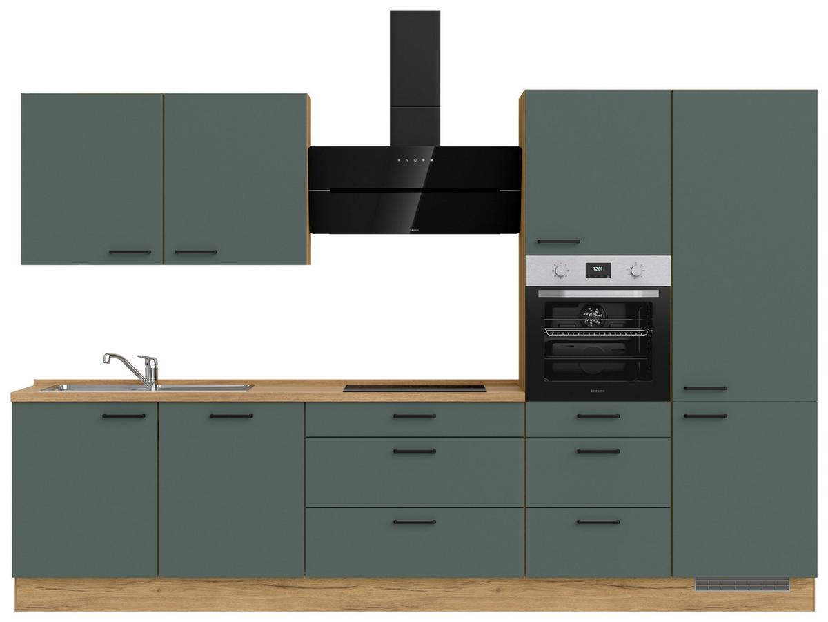 Küchenleerblock Easytouch High-Line, H8 Rechts - Dunkelgrün/Eichefarben, MODERN, Holzwerkstoff (330cm) - Nobilia