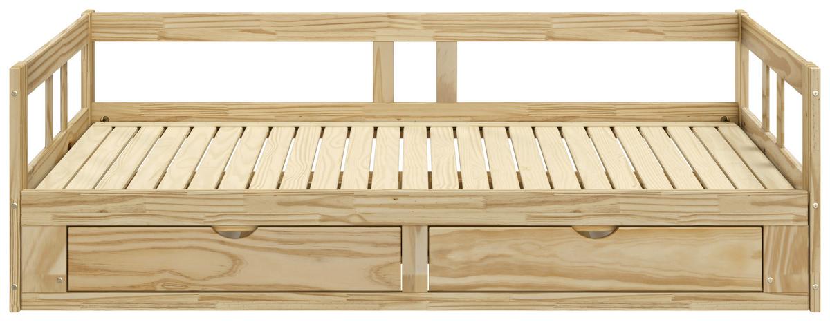 Ausziehbett Kiefer +lattenrost 90x200 cm Livio Natur - Naturfarben, MODERN, Holz/Holzwerkstoff (90/200cm) - MID.YOU